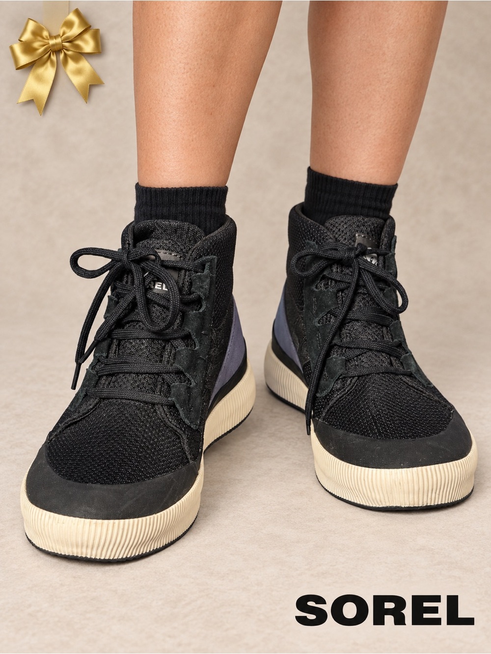 Sorel Size 10 Black Mesh High Top Sneaker Boots